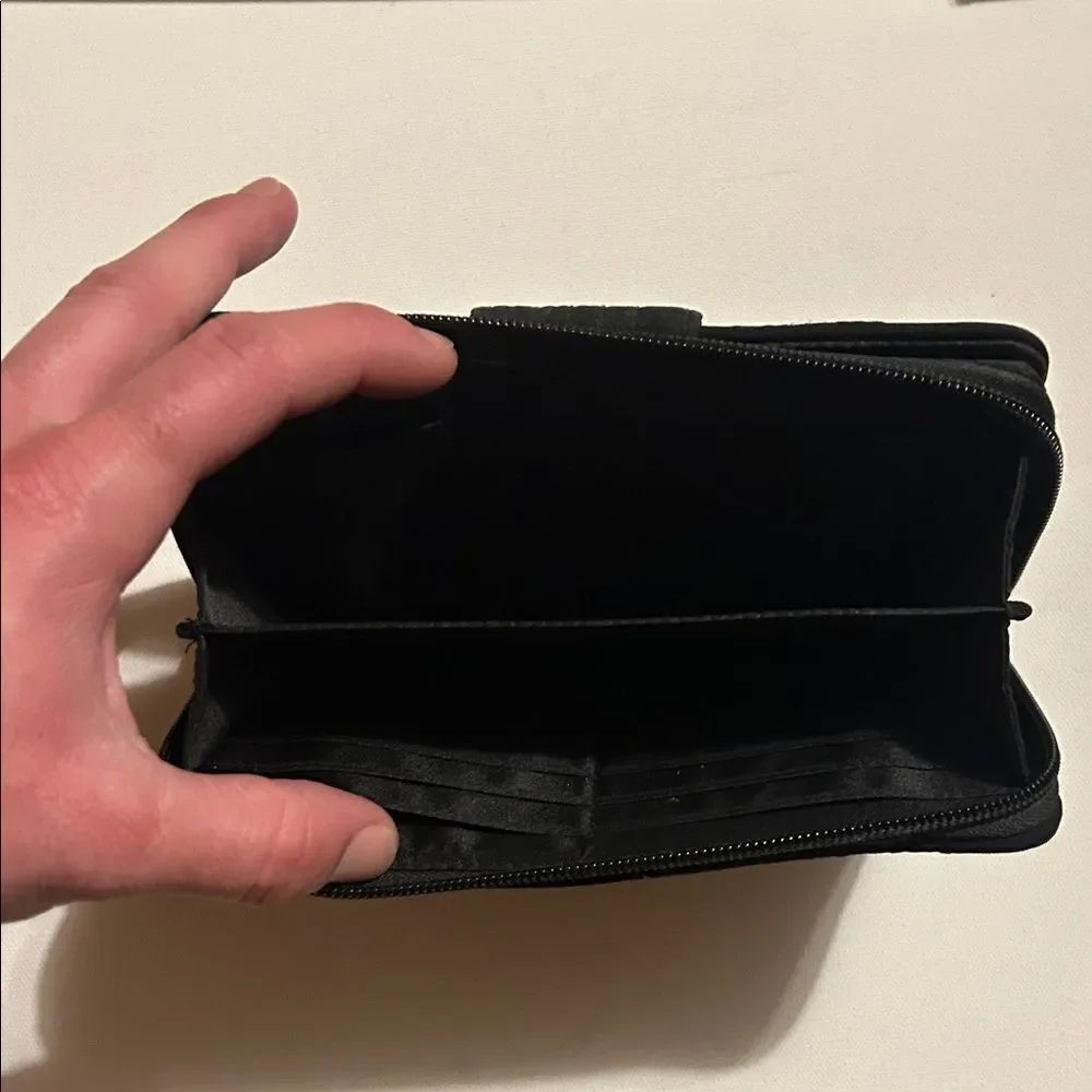Vera Bradley Black Quilted Wallet with Silver Accents